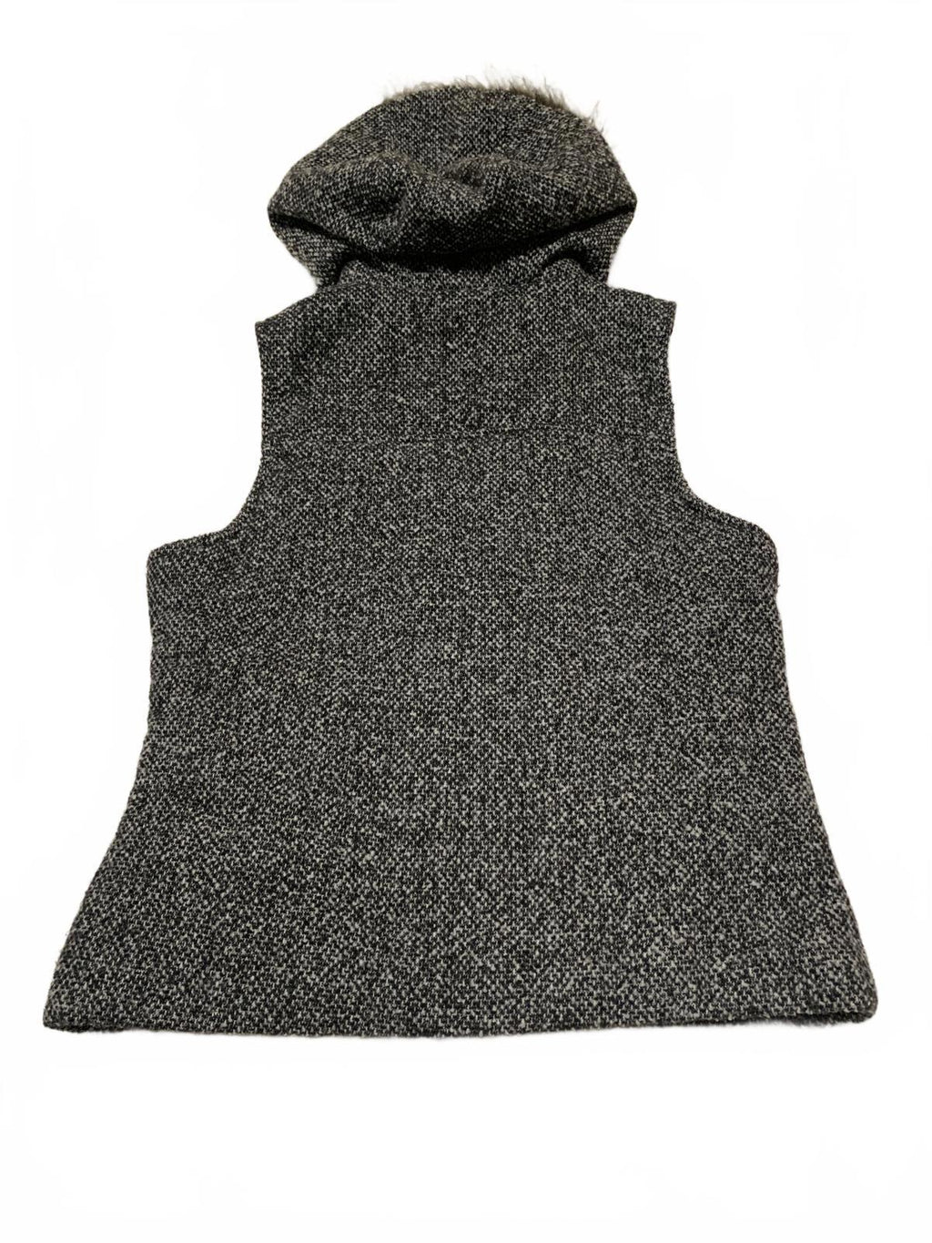 Chaleco de piel sintética Y2K Supply Co. para mujer, talla L, negro moteado, con capucha y cremallera