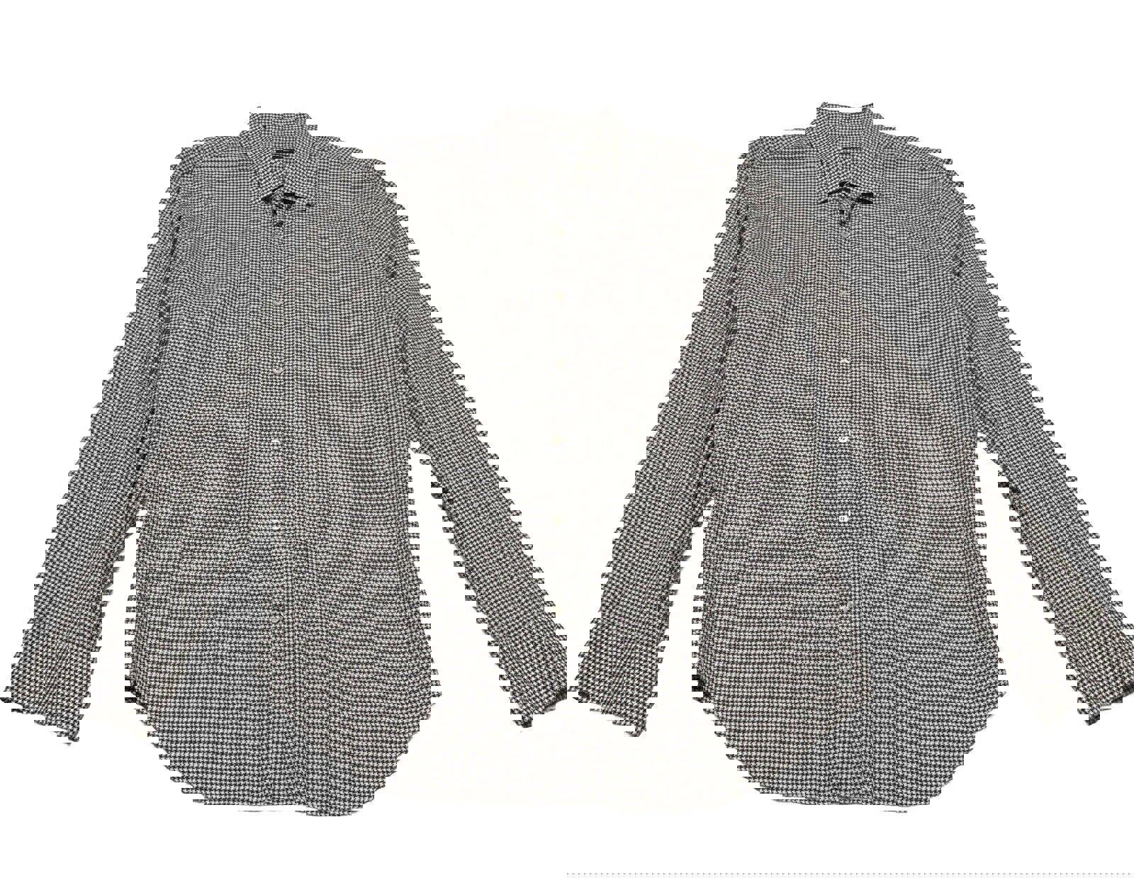 Camisa Saks Fifth Avenue para hombre, talla 16 1/2, gris, con estampado de pata de gallo, manga larga y botones