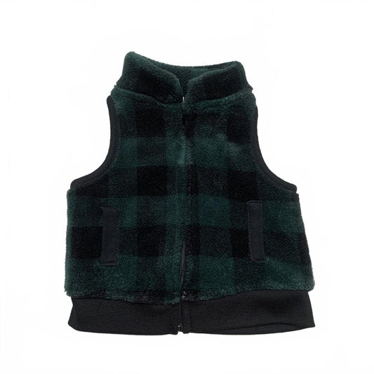 Emporio Baby Unisex 0-3 Months Green Plaid Fleece Vest