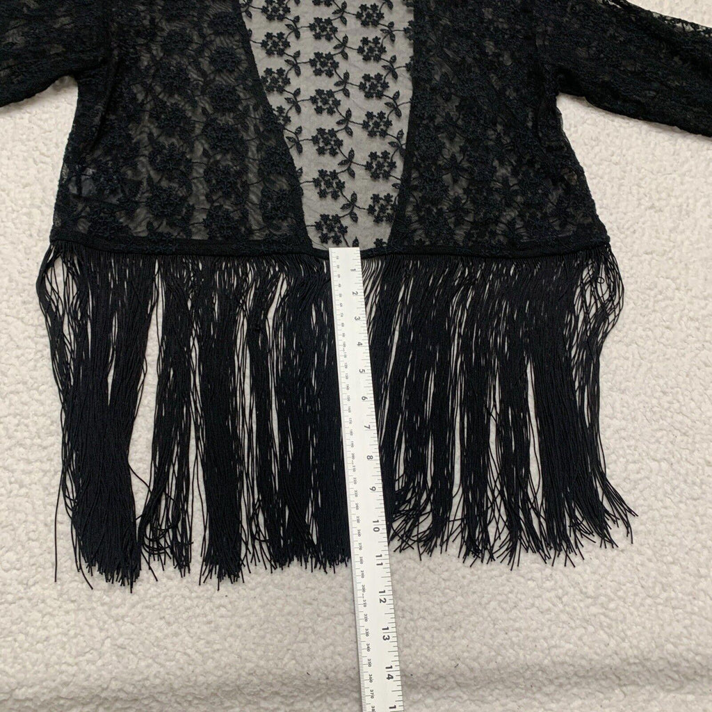 Bufanda tipo chal con flecos de encaje negro para mujer, talla S, estilo bohemio grunge, de H&amp;M