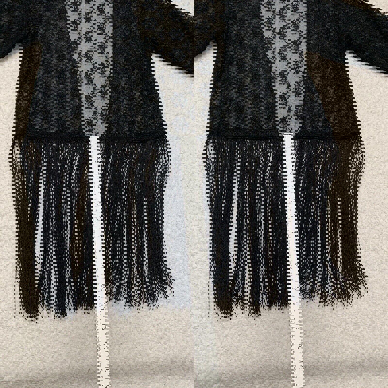 Bufanda tipo chal con flecos de encaje negro para mujer, talla S, estilo bohemio grunge, de H&amp;M