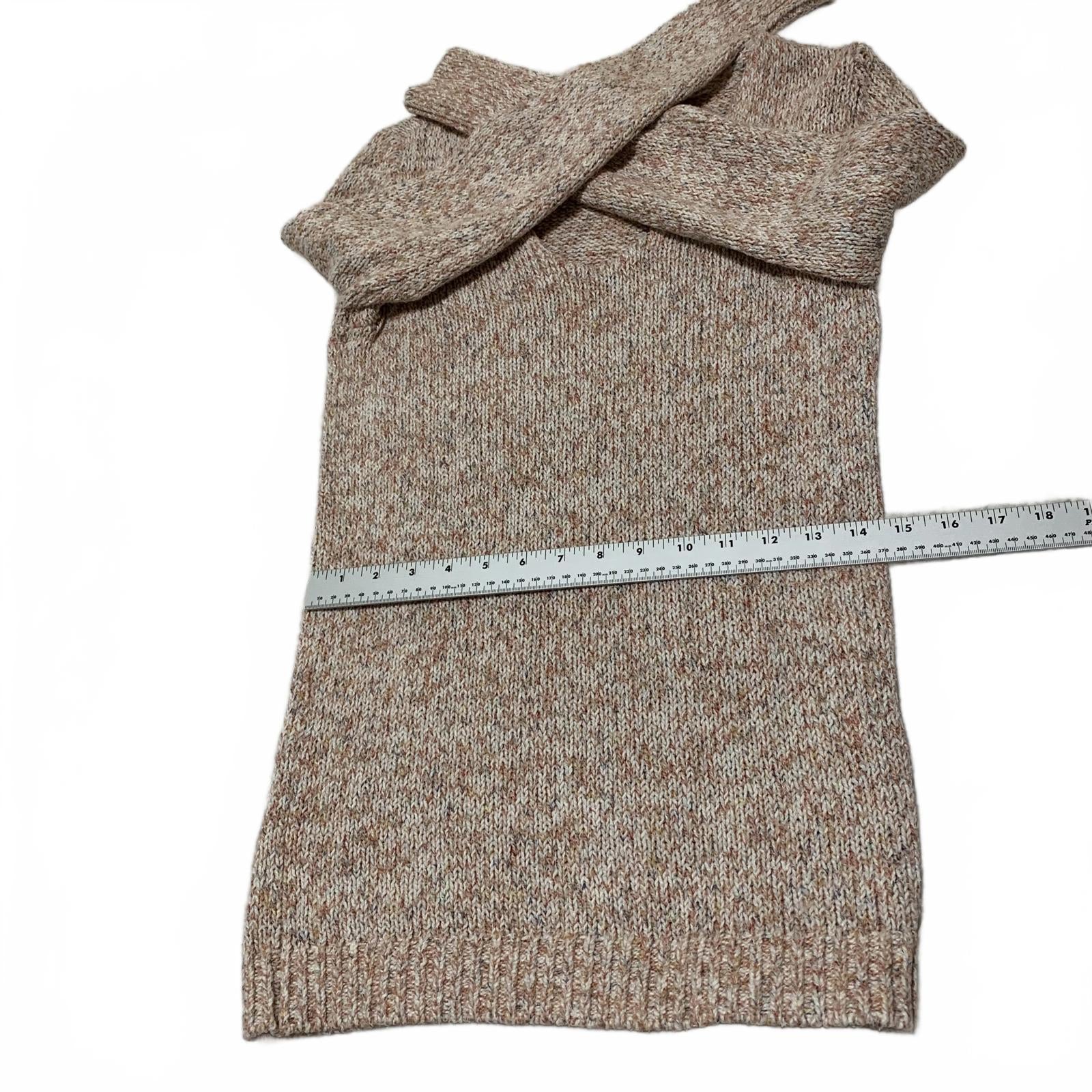 Suéter de punto beige melocotón LOFT para mujer, talla XS, acogedor, capa de otoño, mangas largas