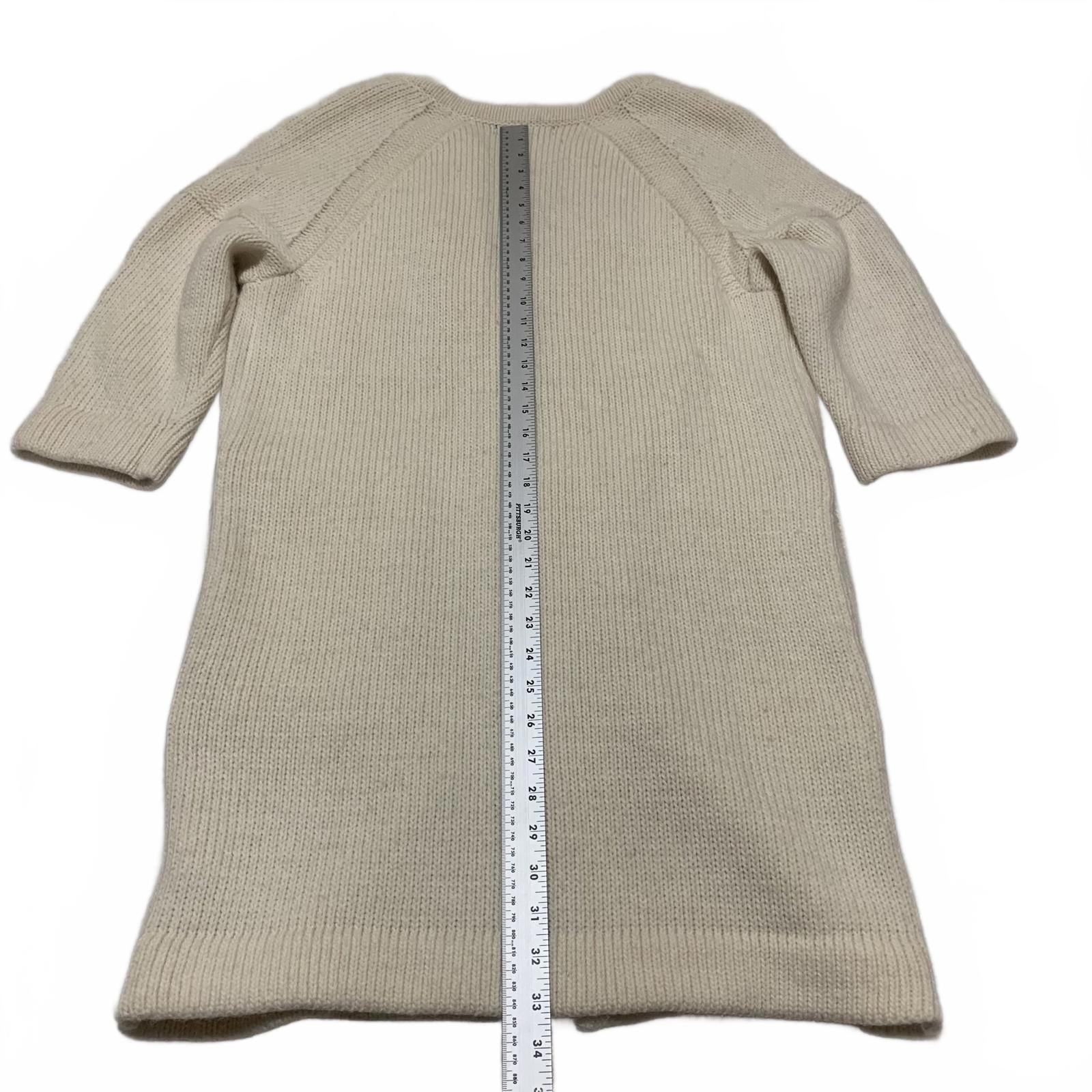 Cárdigan largo de punto de hilo italiano color crema para mujer de Banana Republic, talla L