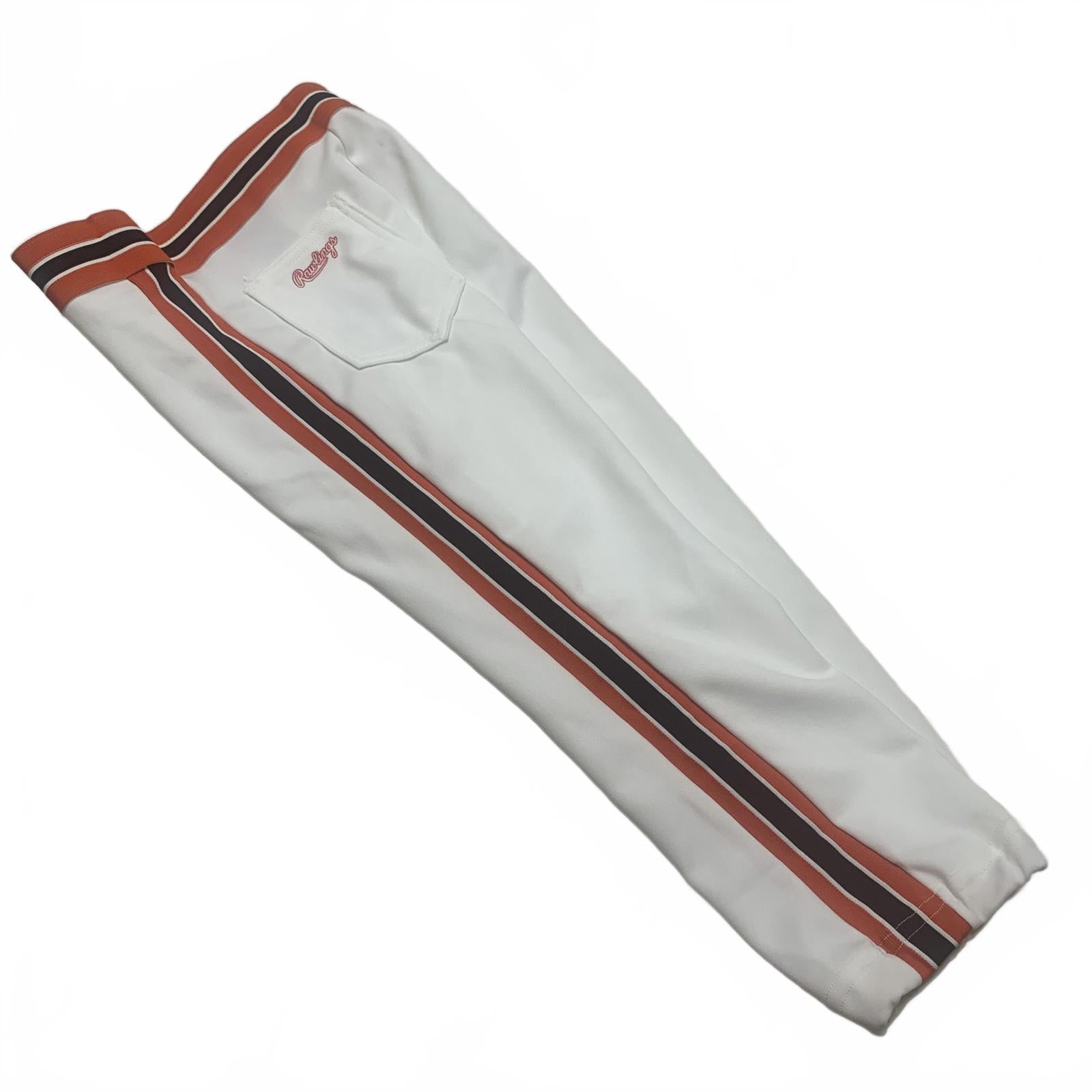Pantalones deportivos Rawlings de los años 80, talla L, color blanco, rayas, naranja y negro, EE. UU.