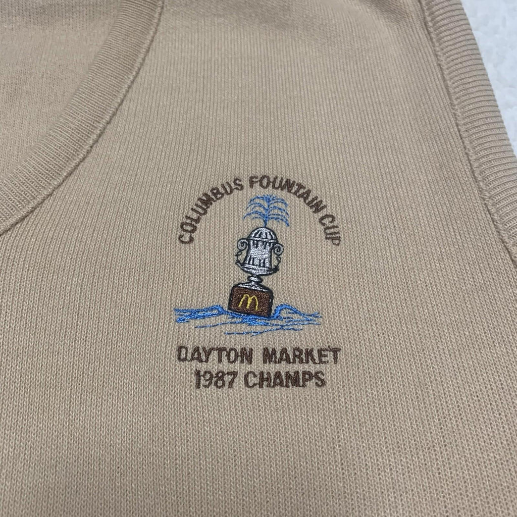 Chaleco VTG 87 McDonald's Fountain Cup Champs para hombre XL Franklin Mills Dayton Mkt