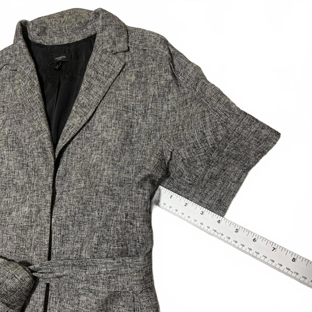 Blazer gris de manga corta con cinturón para mujer de Ann Taylor, talla 12