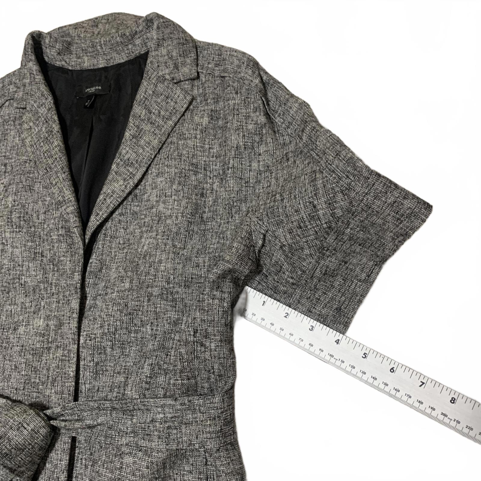 Blazer gris de manga corta con cinturón para mujer de Ann Taylor, talla 12