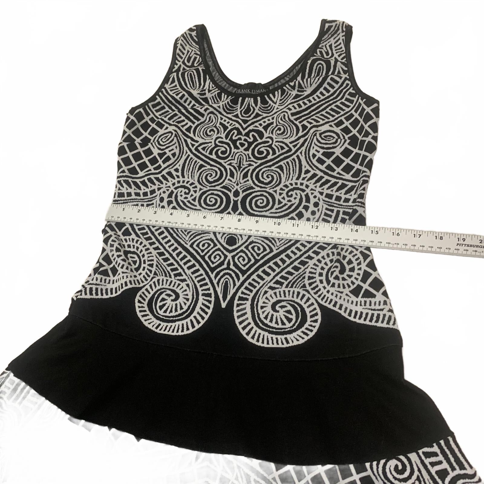 Frank Lyman Womens Size 8 Black White Patterned Sleeveless Dress
