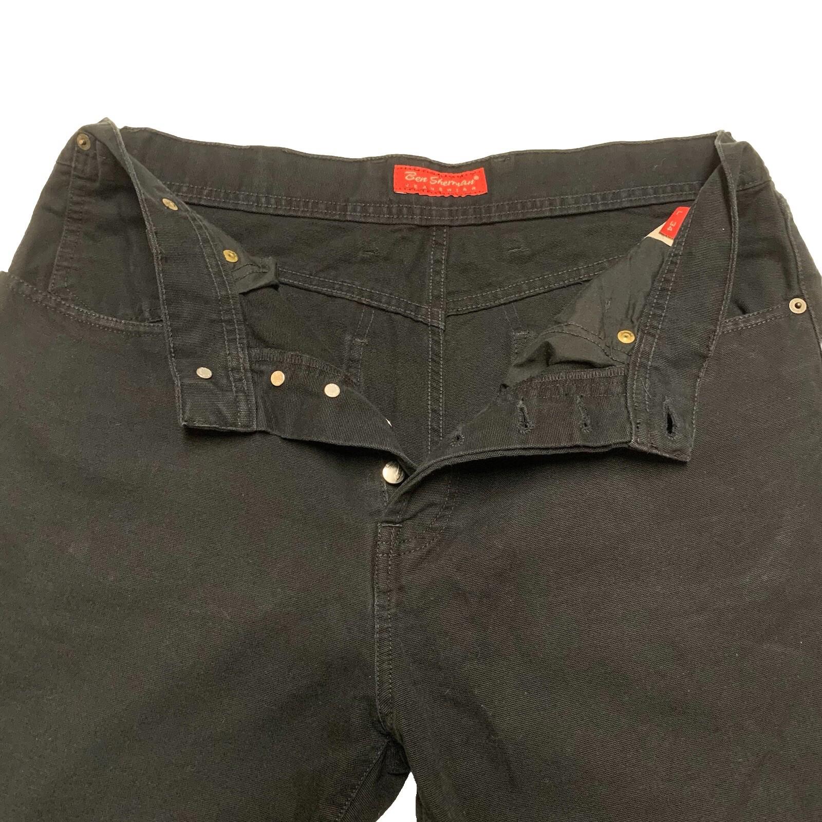 Vaqueros Ben Sherman para hombre, talla W34, cierre de botones, color negro, 34 x 32, fabricados en Italia.