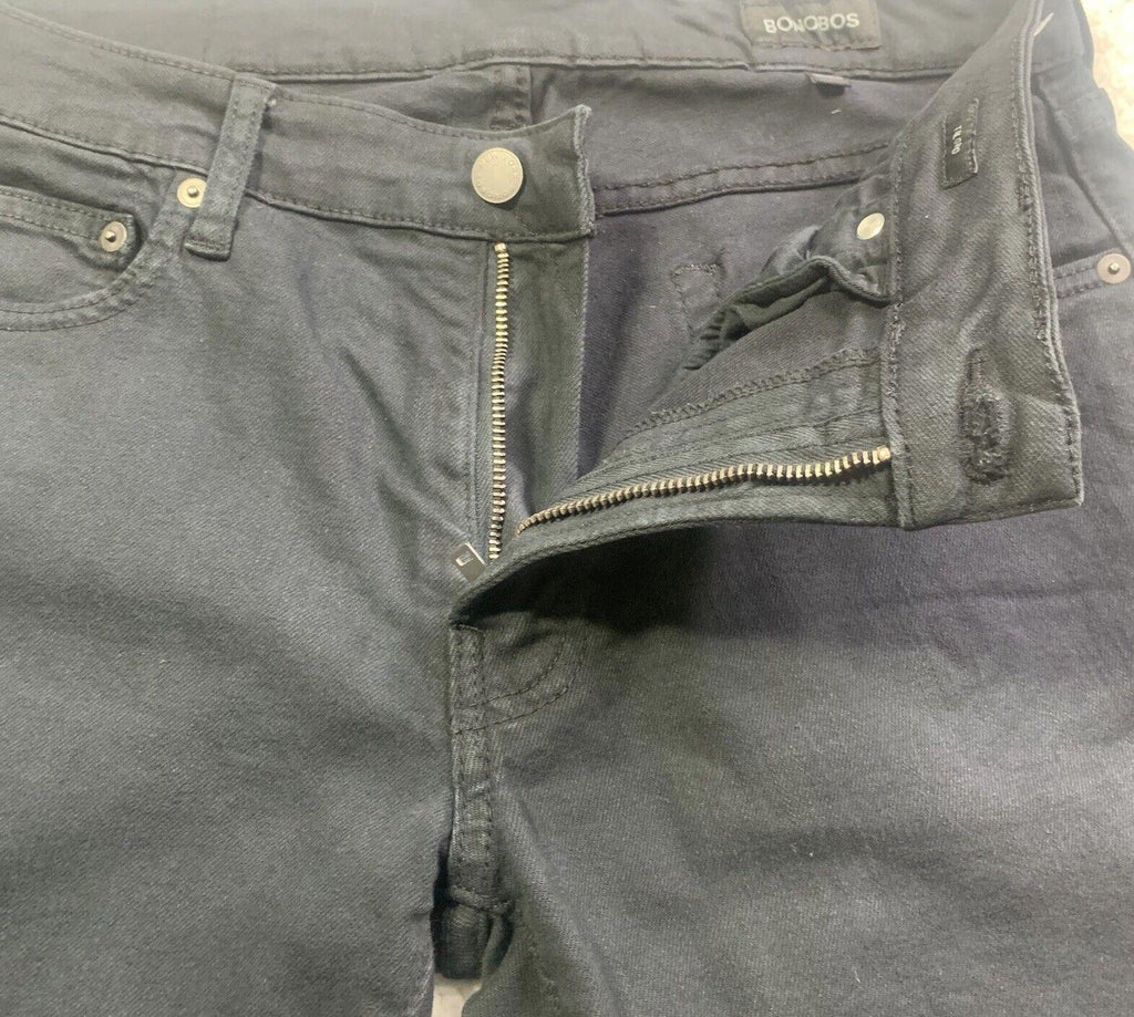Vaqueros Bonobos para hombre, 31/30, negros, ajustados, de pierna recta y elásticos