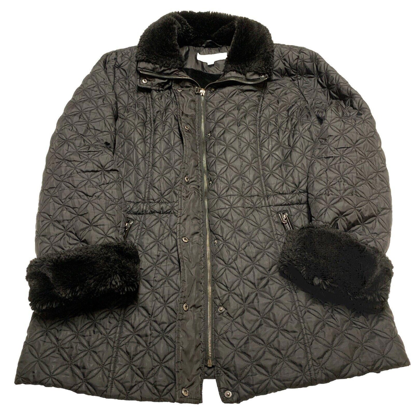 MARC New York Andrew Marc Women’s  XL Faux Fur  Black Quilted Winter Coat Puffer