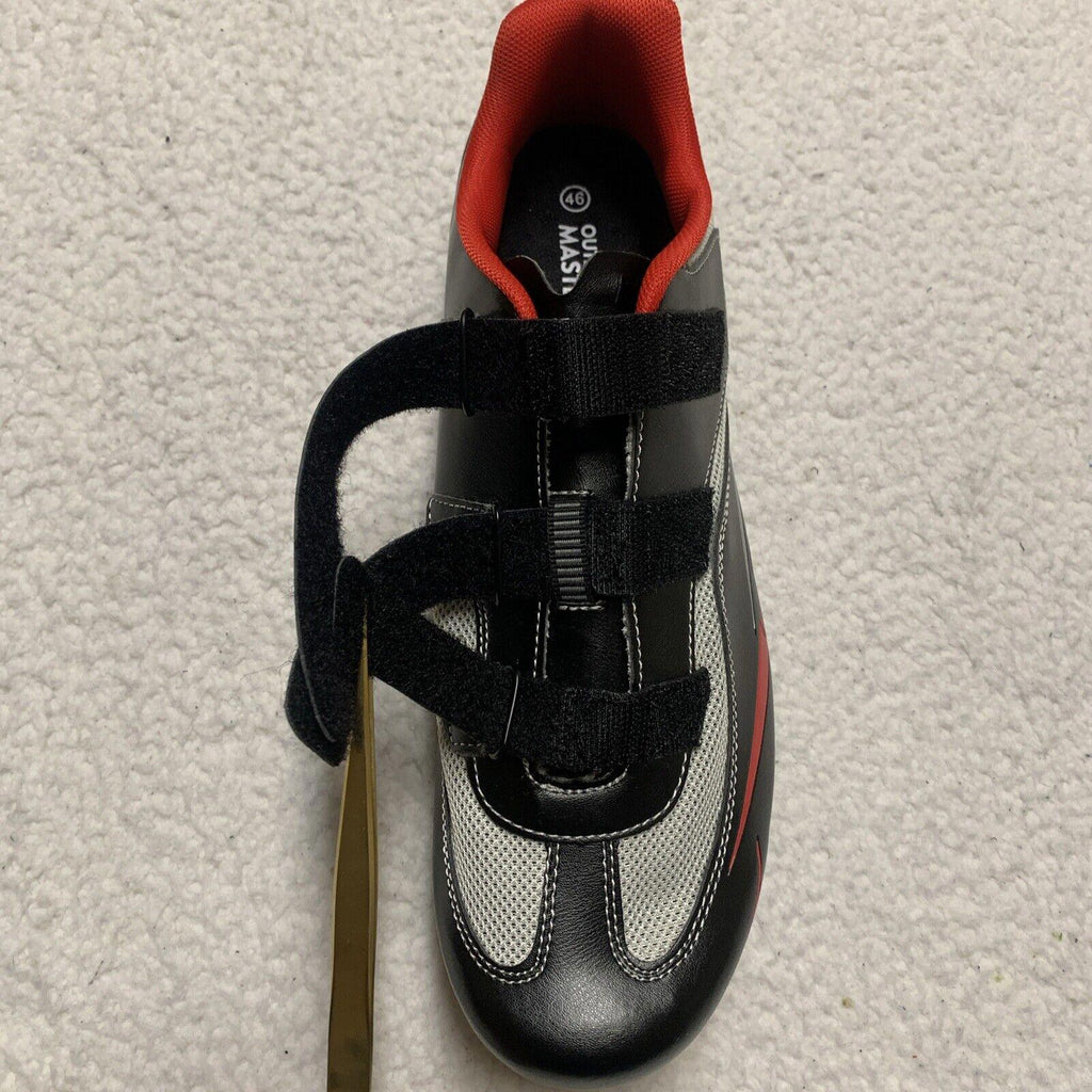 Zapatillas de ciclismo Outdoor Master unisex para mujer, talla 13, para hombre, talla 11, color negro, rojo y gris