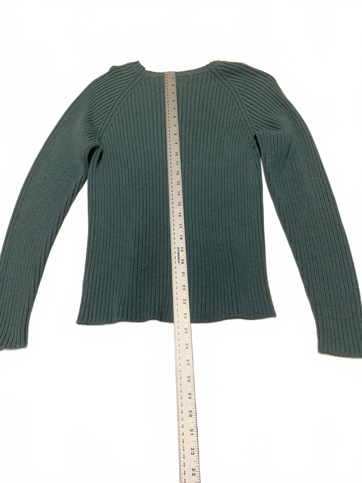 Suéter Lands' End de los años 90 para hombre, talla 38/40, cuello redondo, tejido acanalado, verde, fabricado en EE. UU.