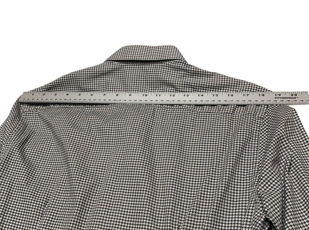 Camisa Saks Fifth Avenue para hombre, talla 16 1/2, gris, con estampado de pata de gallo, manga larga y botones