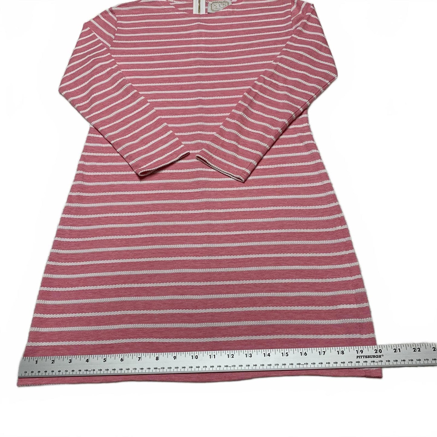 Sail to Sable Juniors Size X-Small Pink White Striped Long Sleeve Summer Dress