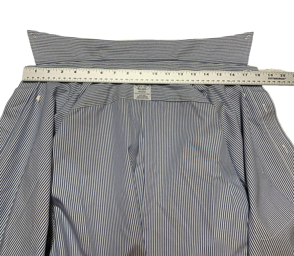 Camisa Brooks Brothers Regent para hombre, tallas 16 1/2 - 34, manga larga, rayas azules, sin planchado