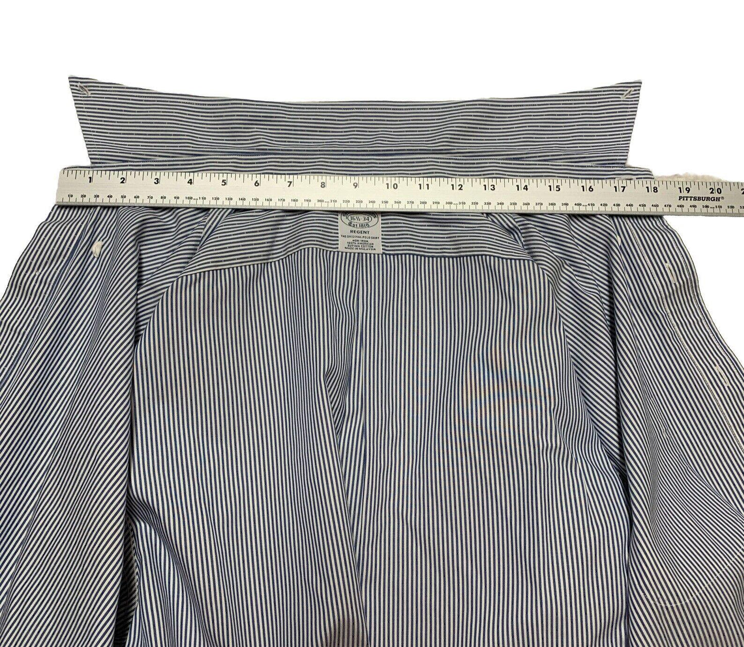 Brooks Brothers Regent Shirt Mens 16 1/2 - 34 Blue Striped Long Sleeve Non-Iron