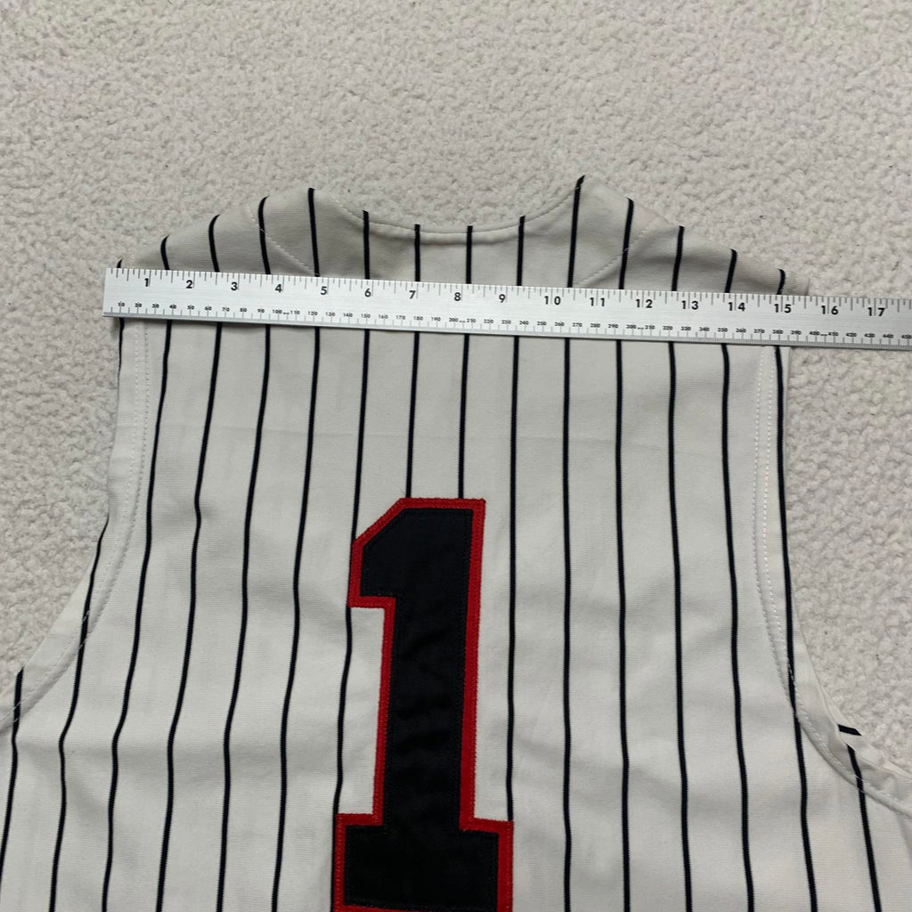 Camiseta de béisbol Ripon Athletic PRIDE #1 para hombre, talla 40, a rayas blancas, sin mangas, EE. UU.