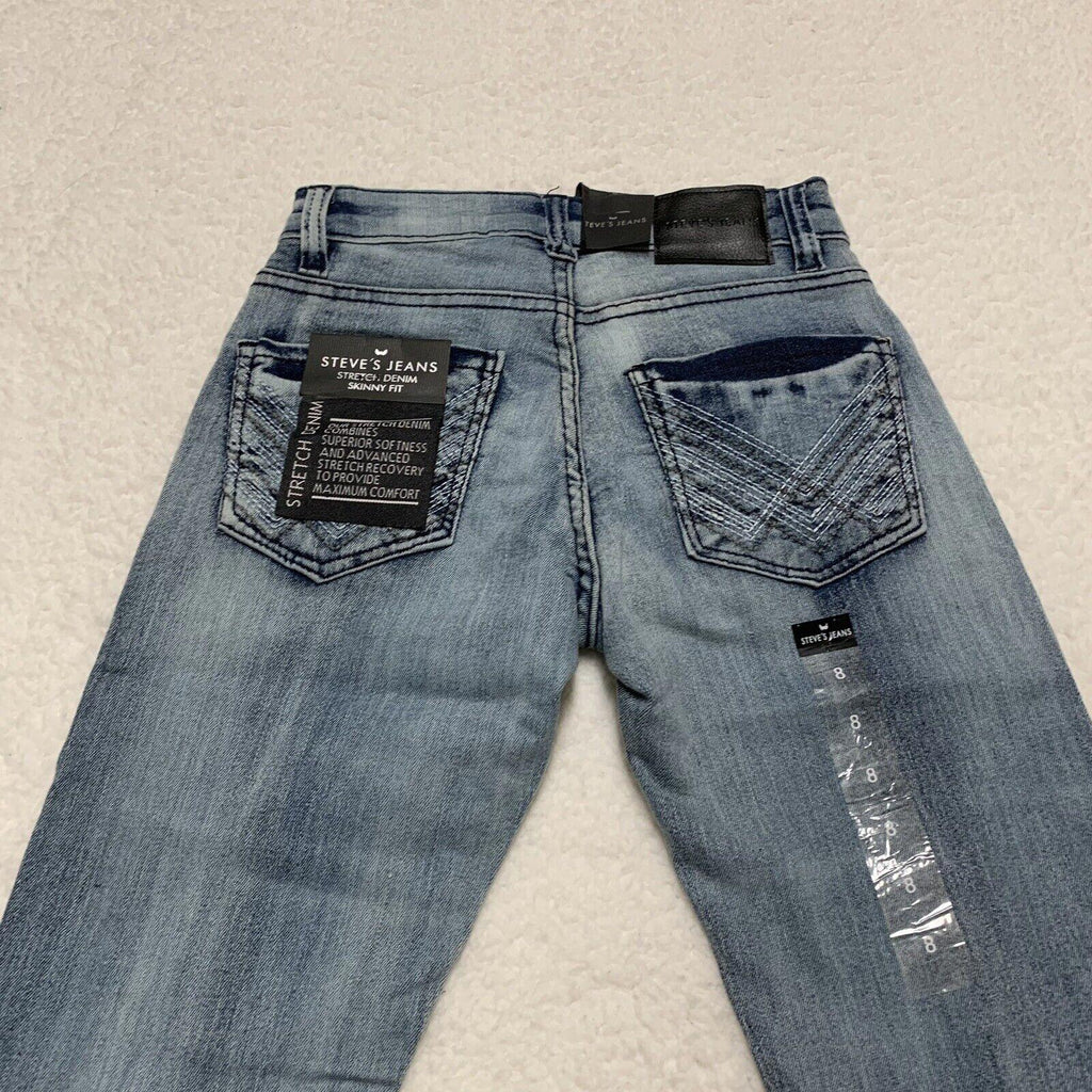 Vaqueros Steves para niños, talla 8, ajustados, azul, elásticos, de máxima comodidad