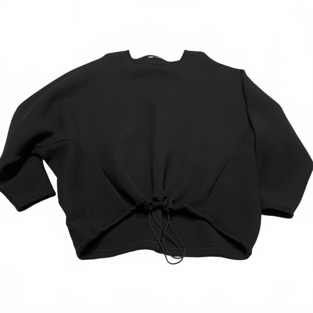 Sudadera corta negra extragrande para mujer de Zara