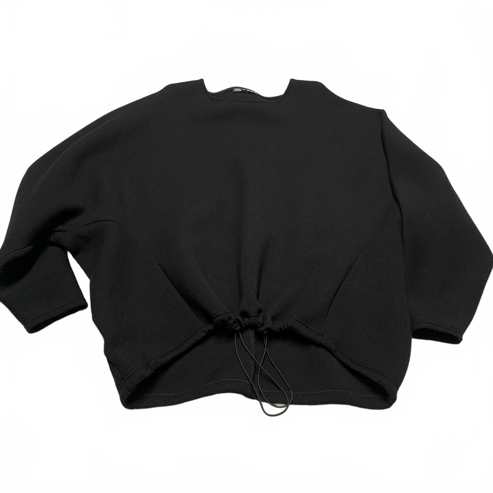 Sudadera corta negra extragrande para mujer de Zara