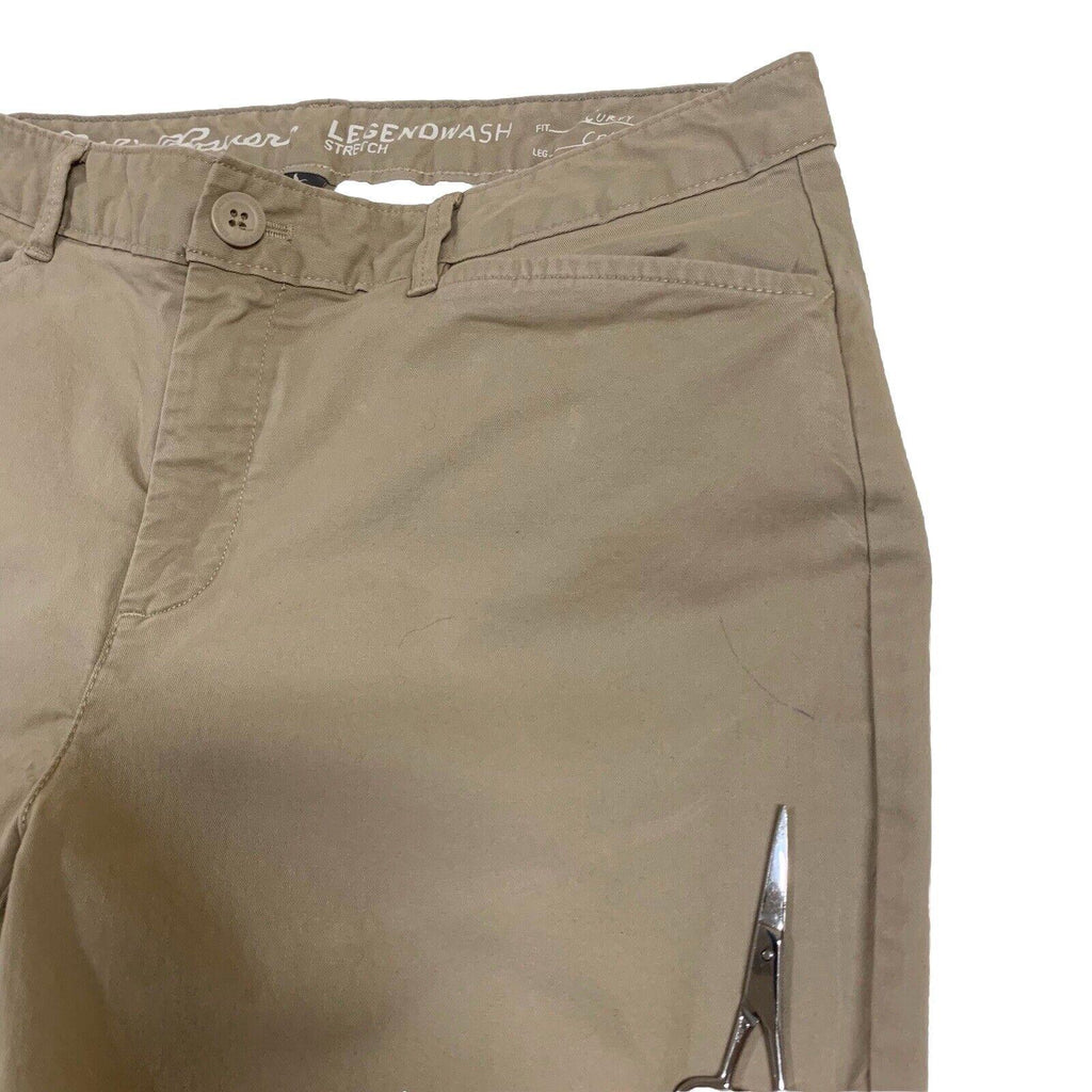 Pantalones Eddie Bauer para mujer, talla 12, caqui, corte recto, estilo chino, ancho 33,5 x 23,5 L