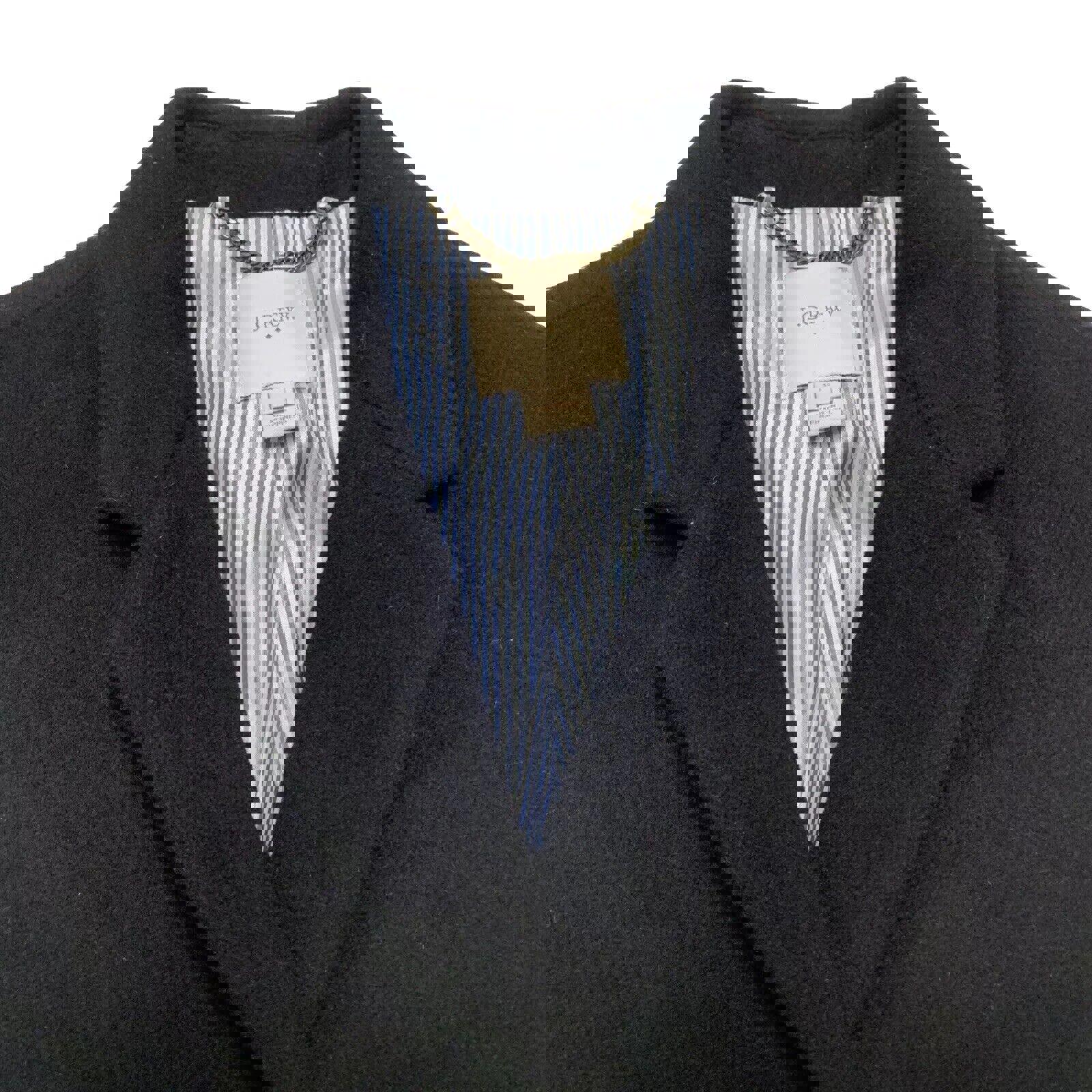 J Crew Women’s Sz 12 Black Wool Peacoat Long Topcoat Classic