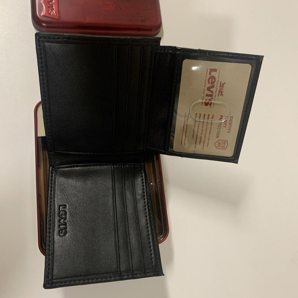 Levi's Men's Black Wallet RFID Identity Theft Protection Stitched