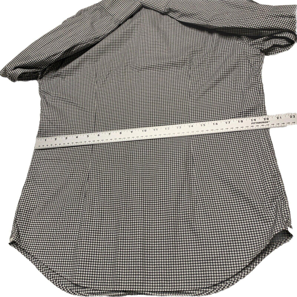 Camisa Saks Fifth Avenue para hombre, talla 16 1/2, gris, con estampado de pata de gallo, manga larga y botones