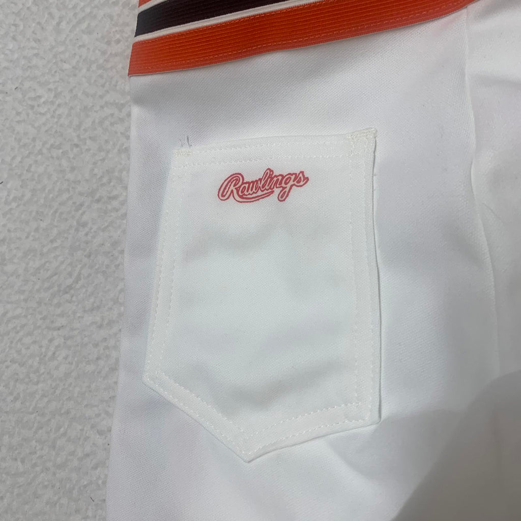 Pantalones deportivos Rawlings de los años 80, talla L, color blanco, rayas, naranja y negro, EE. UU.