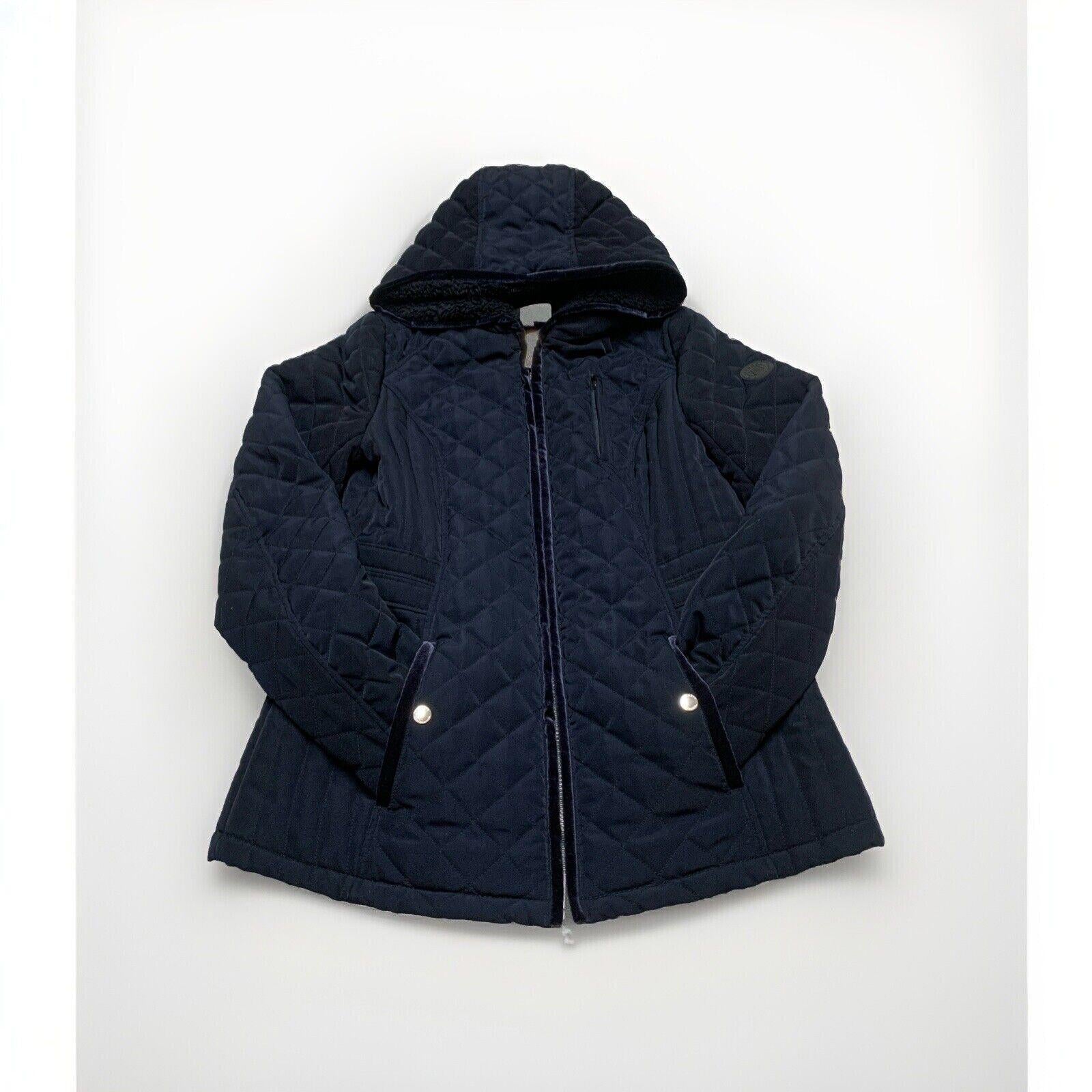 Chaqueta con capucha y cremallera azul marino para mujer, talla pequeña, de Laundry by Shelli Segal