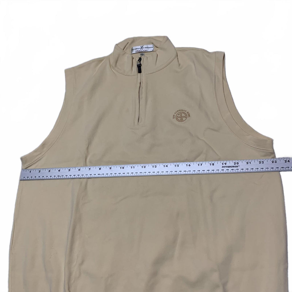 Fairway &amp; Greene Chaleco sin mangas beige amarillo talla L para hombre con cremallera de algodón Pima Perú