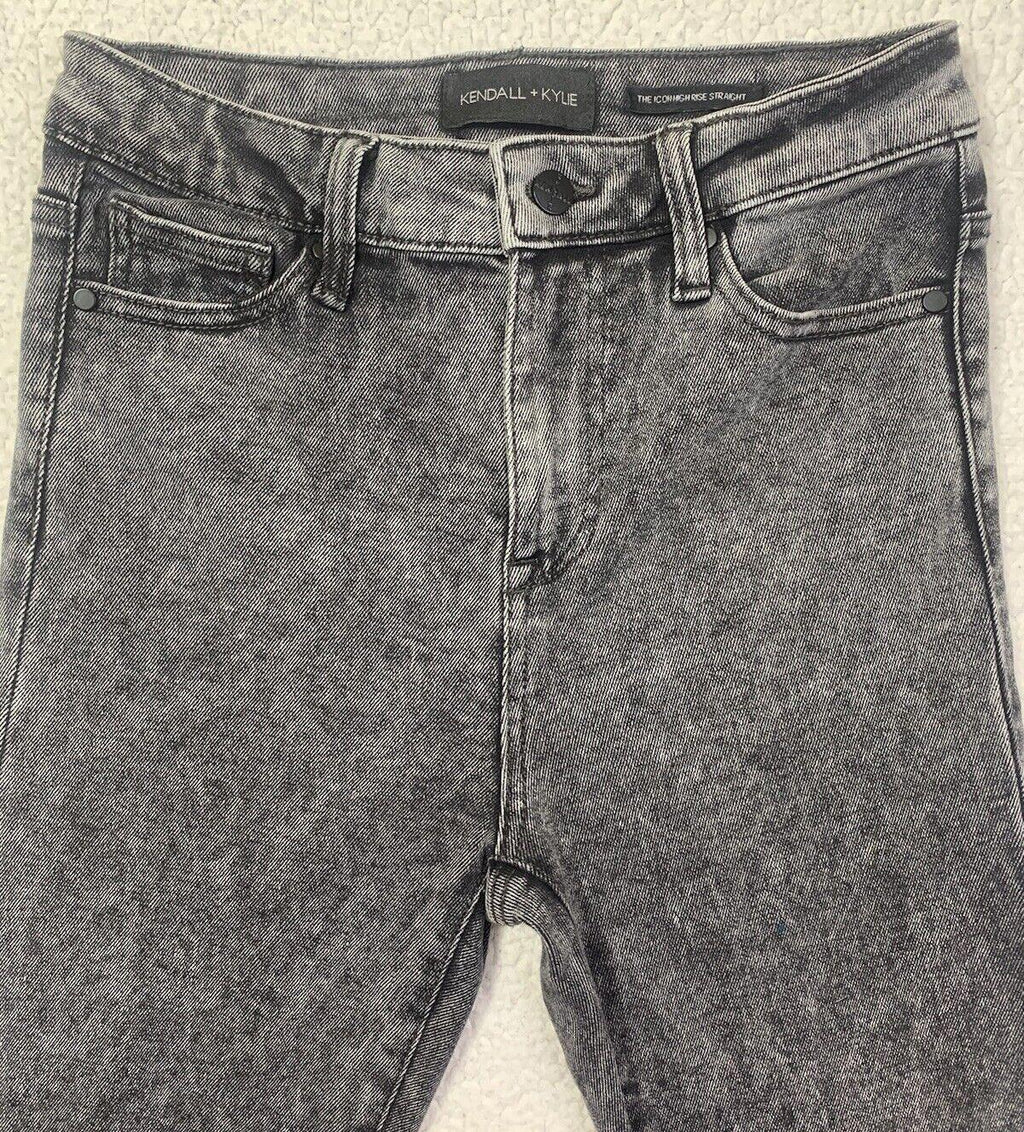 Vaqueros Kendall + Kylie para niña talla 3/27 negros The Icon de tiro alto con lavado Boo y dobladillo deshilachado