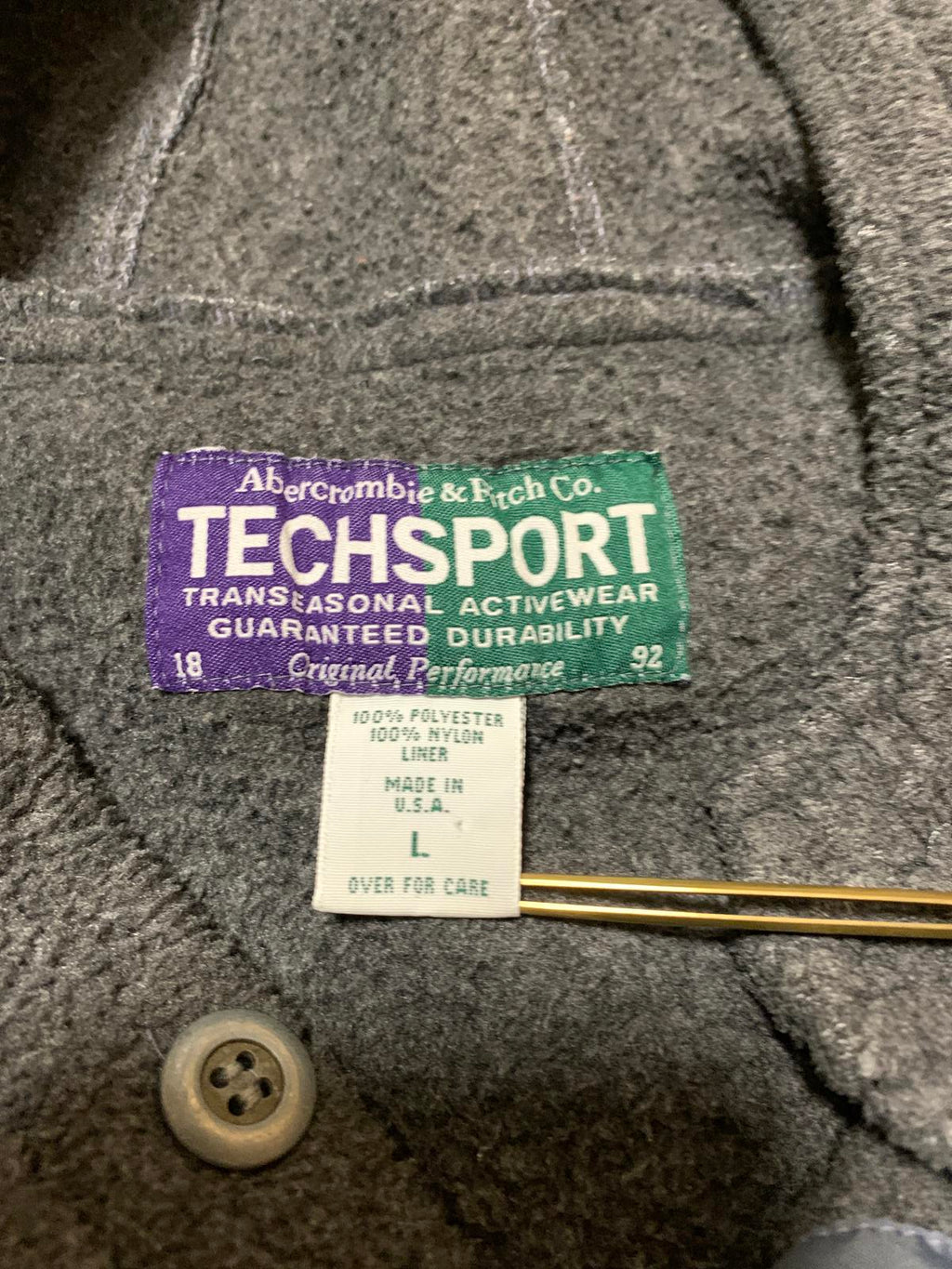 Chaqueta deportiva vintage de polar con capucha Abercrombie &amp; Fitch Techsport para hombre, talla L
