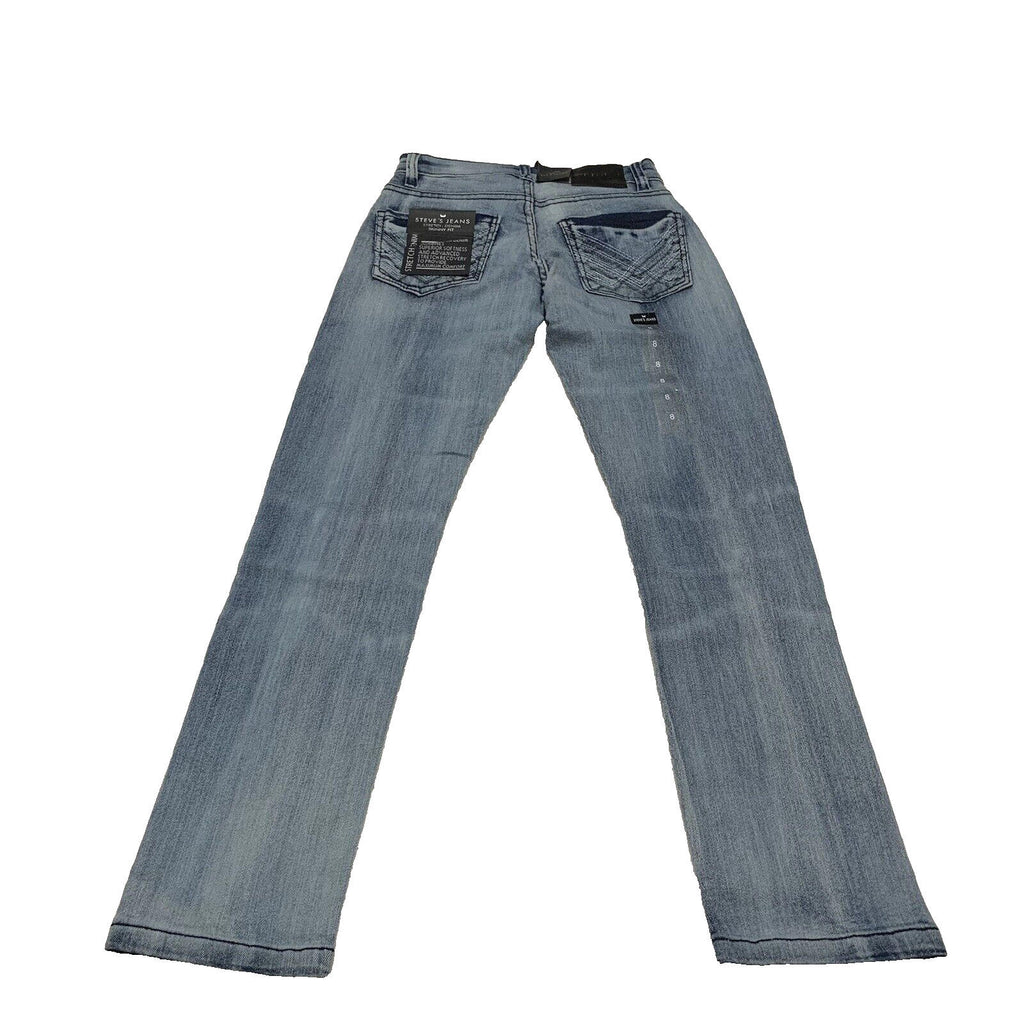 Vaqueros Steves para niños, talla 8, ajustados, azul, elásticos, de máxima comodidad