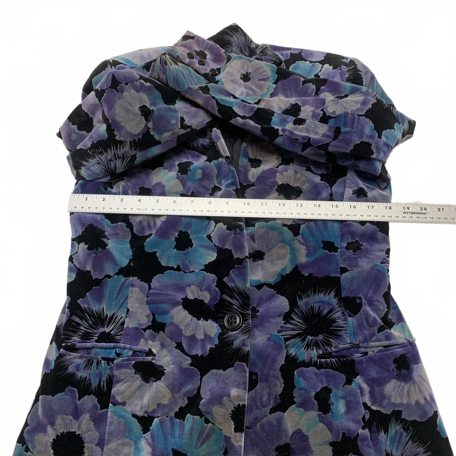 Blazer vintage Weathervane de los años 80 para mujer, talla 8, estampado floral, morado y verde azulado