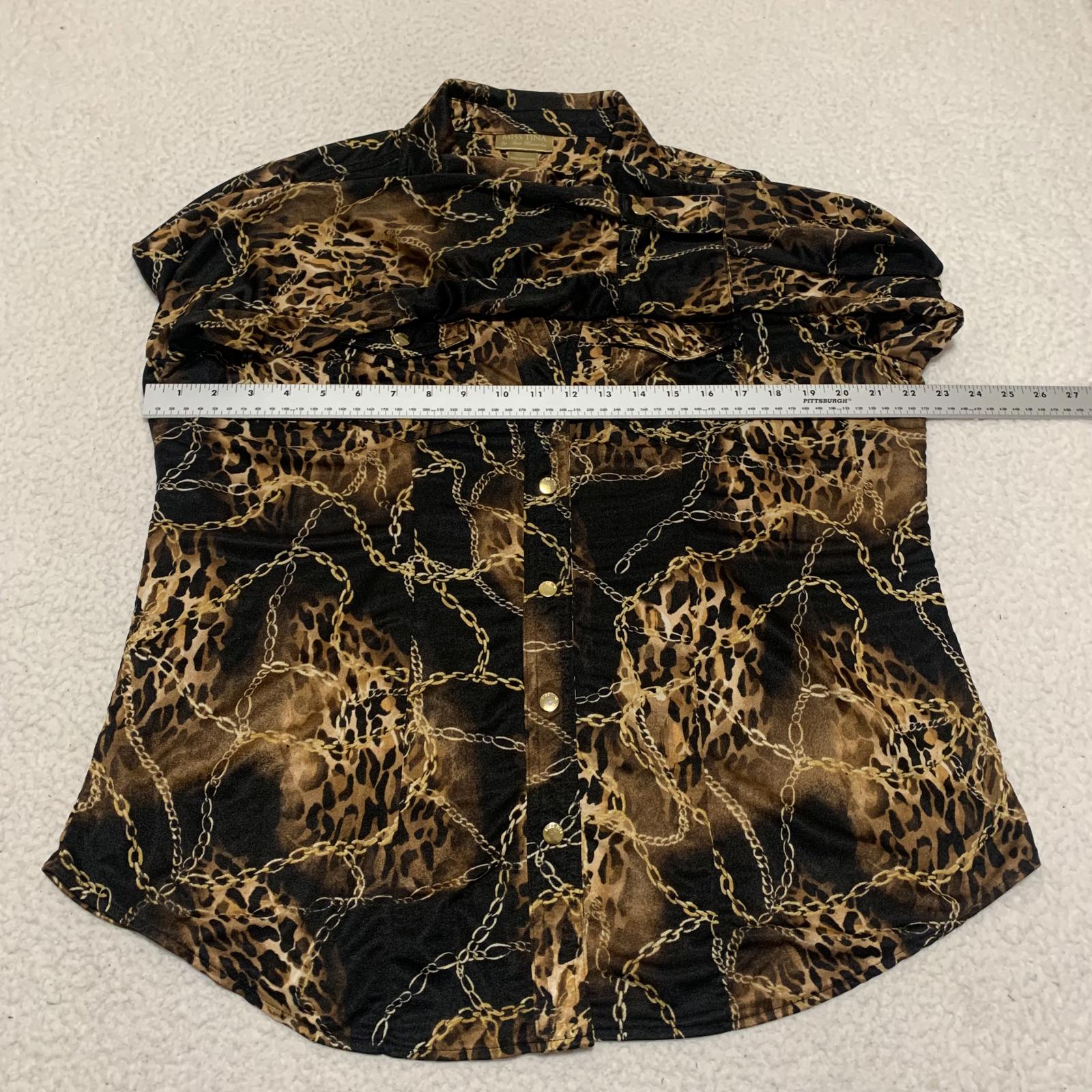Blusa de manga larga negra y dorada con estampado de leopardo para mujer, talla XXL, de Miss Tina Knowles