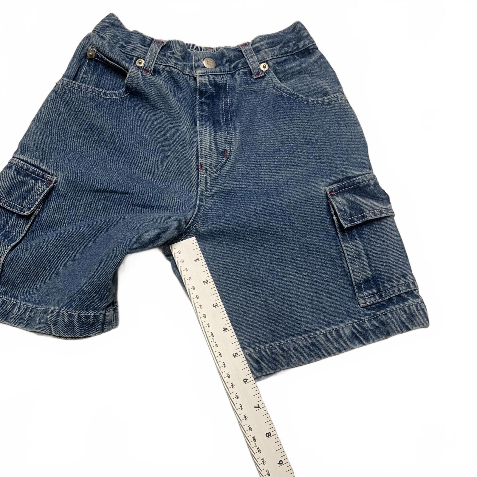 Pantalones vaqueros Badge Boys talla 6, pantalones cortos cargo de mezclilla elásticos azules de algodón W21