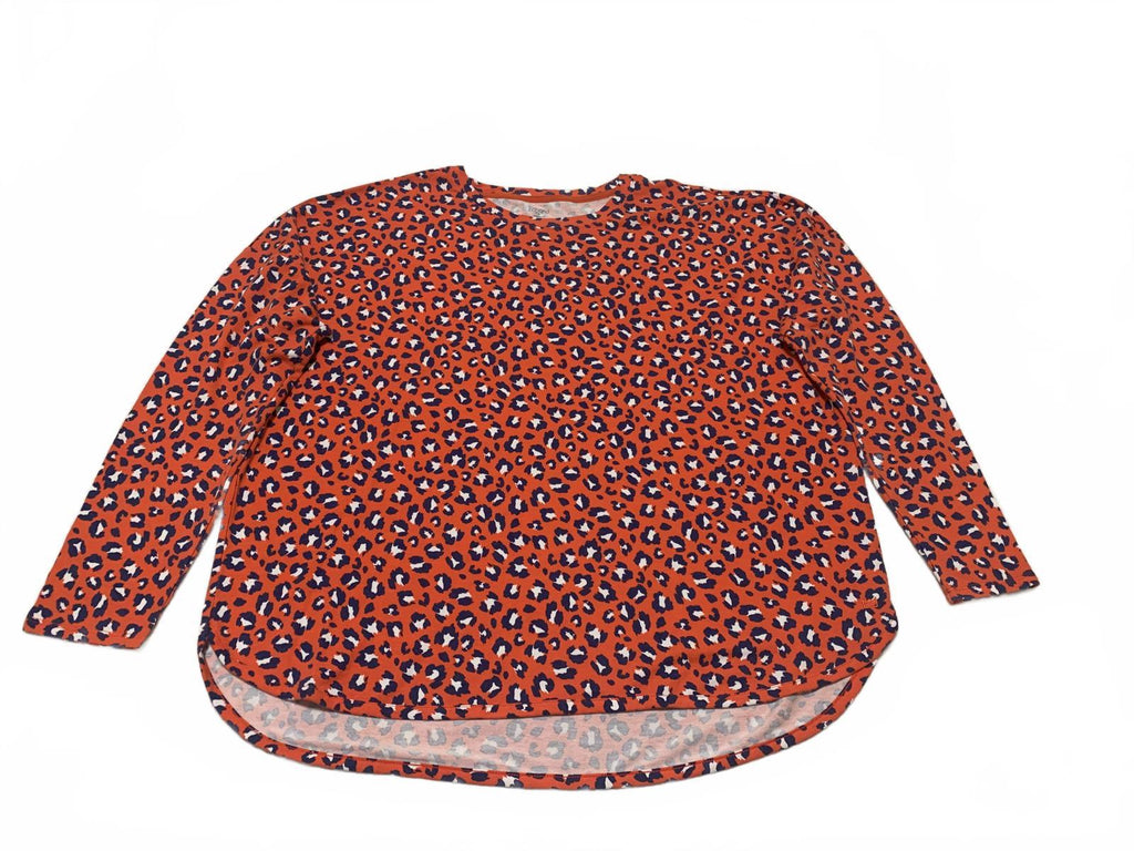 Blusa Cabana de Crown &amp; Ivy con estampado de leopardo en rojo y azul de manga larga para mujer, talla XL
