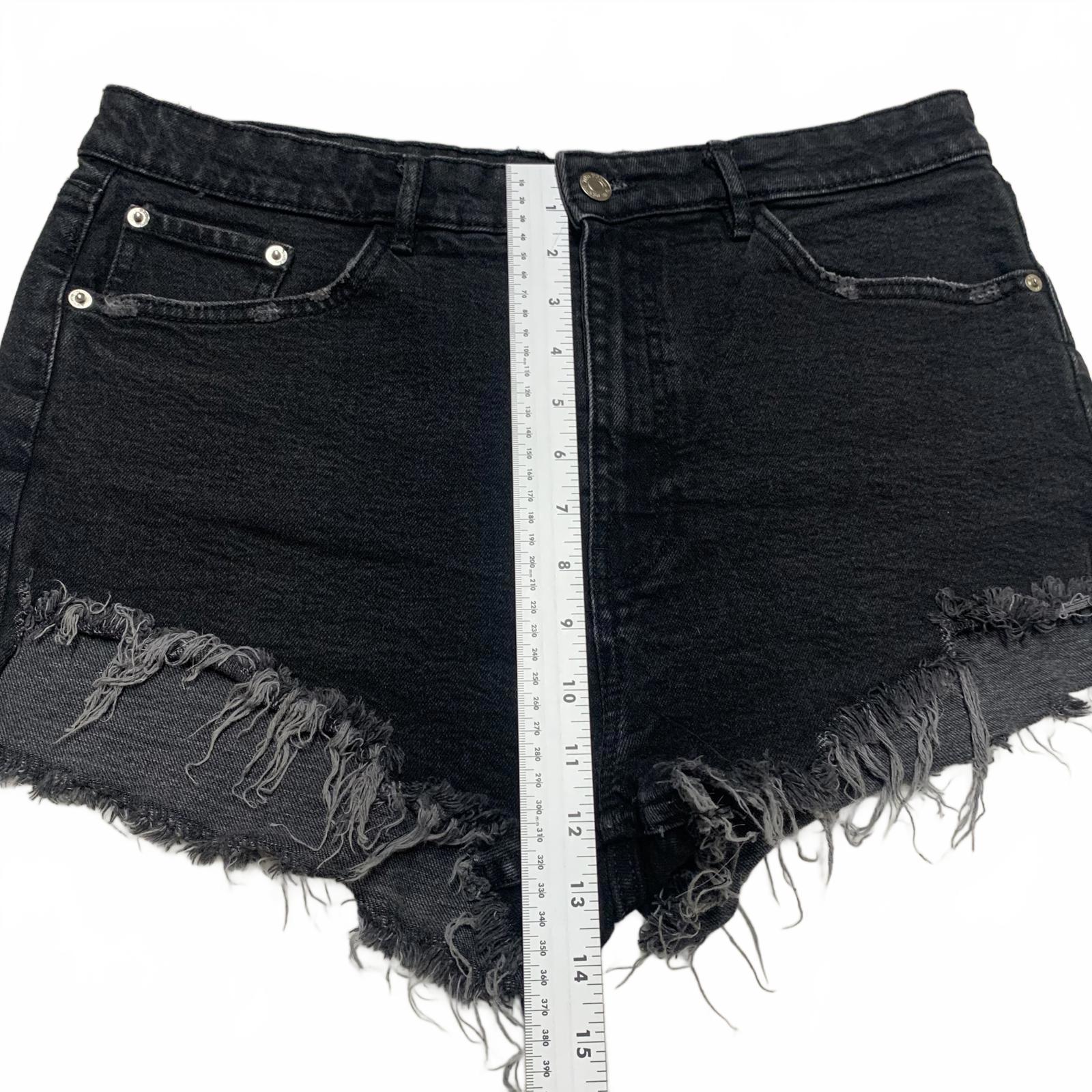 Shorts vaqueros desgastados negros de tiro alto para mujer de Zara, talla 12, estilo festival grunge