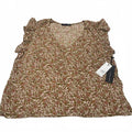 Black Tape Womens Sz Large Floral V-Neck ruffle short sleeve Blouse India