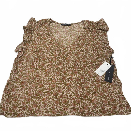 Black Tape Womens Sz Large Floral V-Neck ruffle short sleeve Blouse India