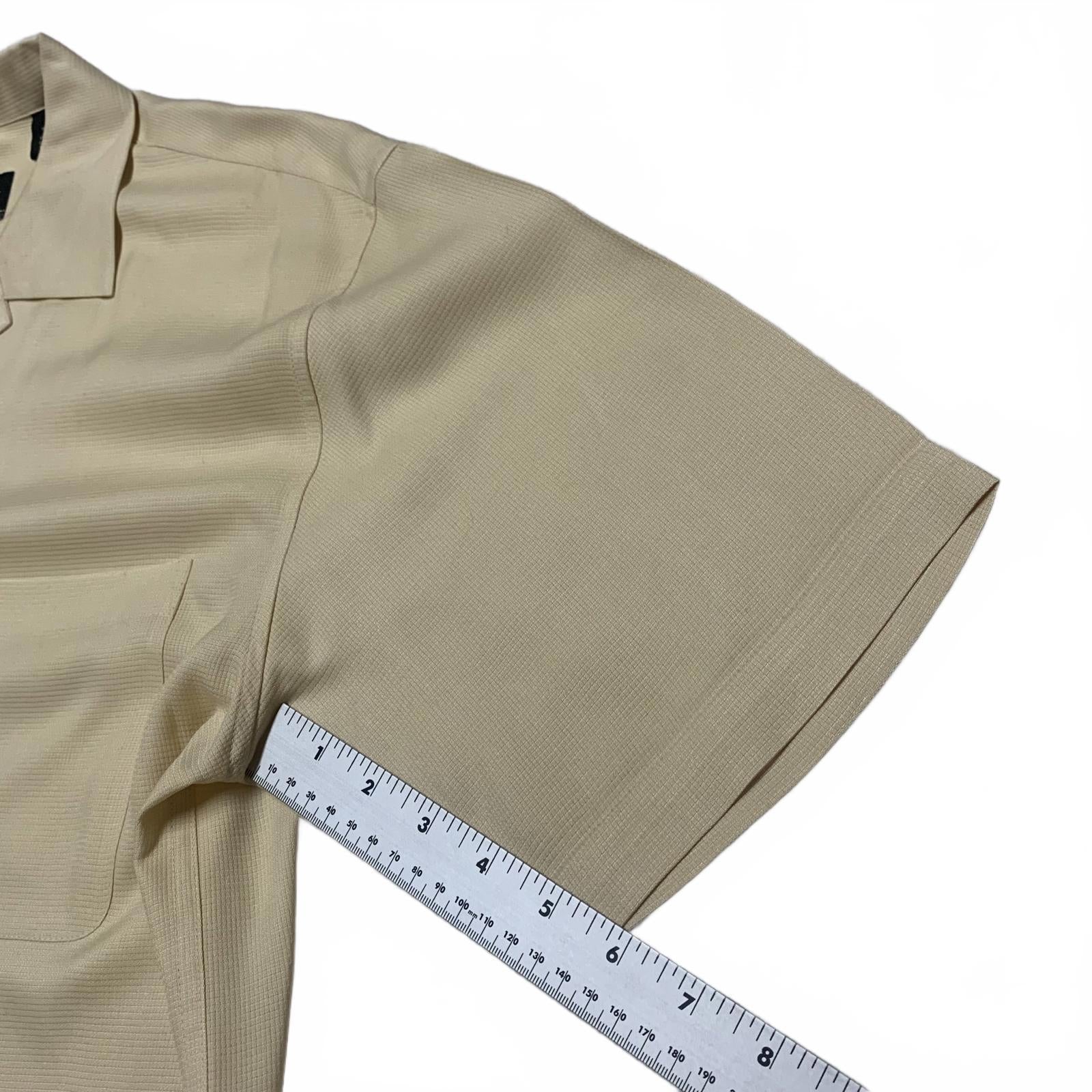 Camisa de seda grande Jos. A. Bank, beige claro, manga corta