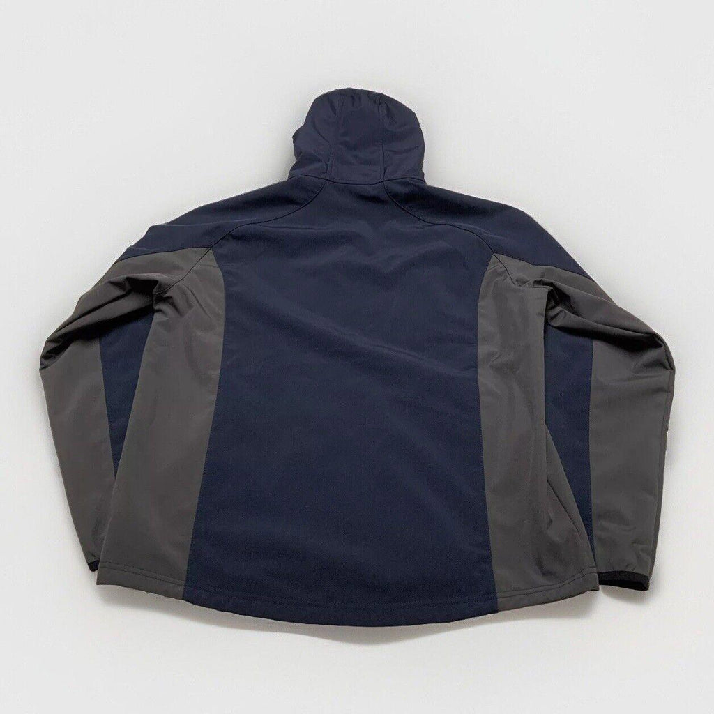 Chaqueta de golf Landway para hombre, con capucha, forro polar, cierre completo y caparazón blando, color azul marino/gris, talla mediana