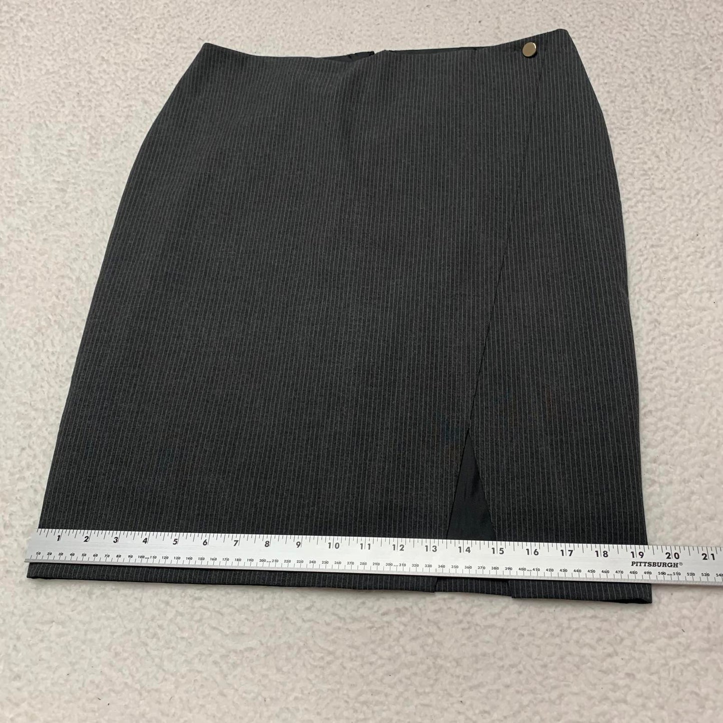 Vintage Marc New York Marc Andrew Womens Sz 12 Gray Pinstriped Skirt Side Slit