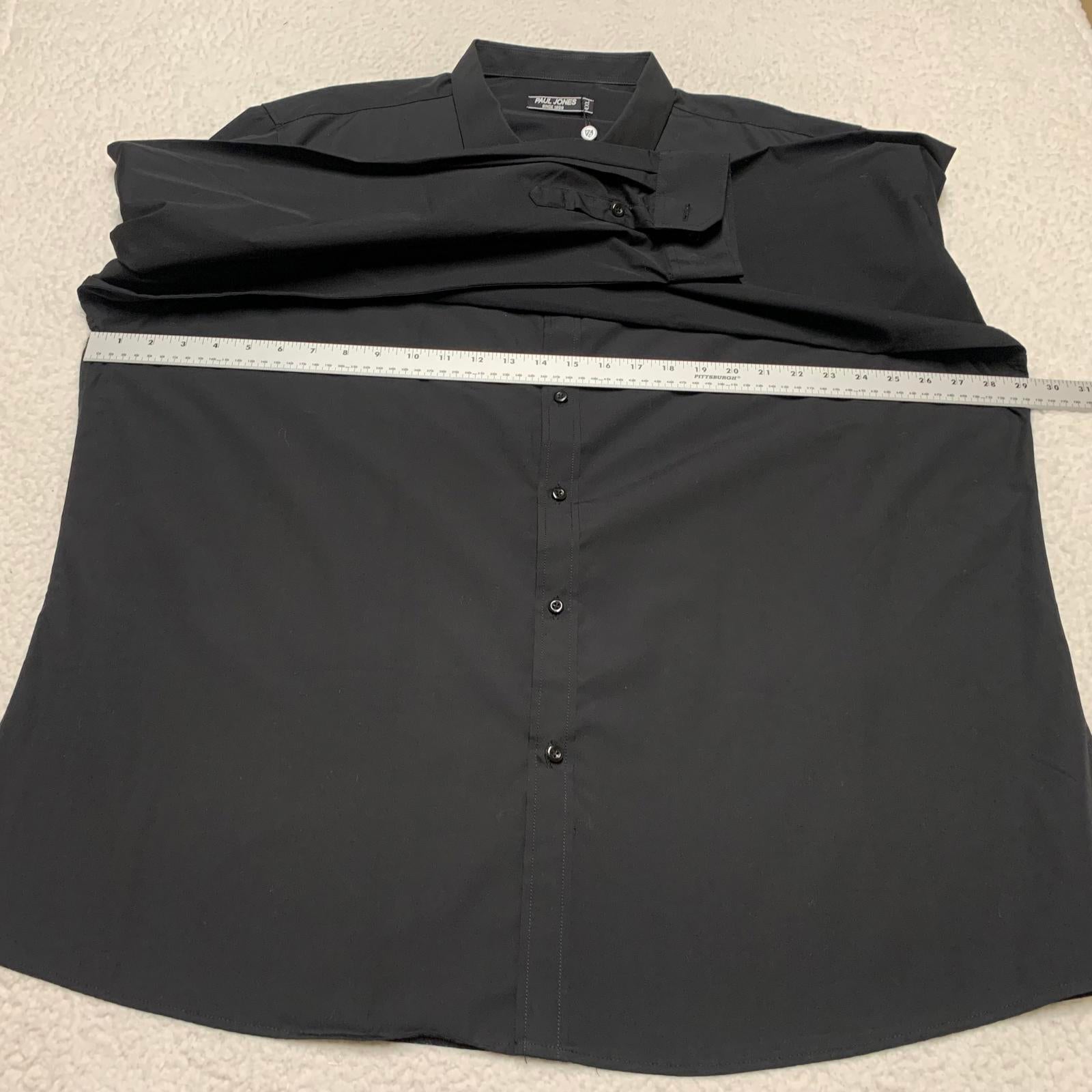 Camisa de manga larga con botones negra Paul Jones para hombre, talla 4XL