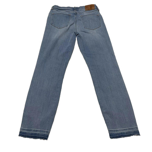 Vaqueros J. Crew para mujer, talla 27, lavado azul claro, pitillo, corte desgastado, dobladillo sin rematar