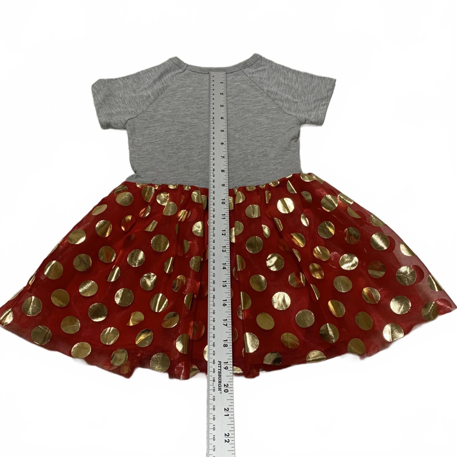 Vestido de Minnie Mouse de Disney para niña, talla 3T, falda tutú con lunares rojos y dorados