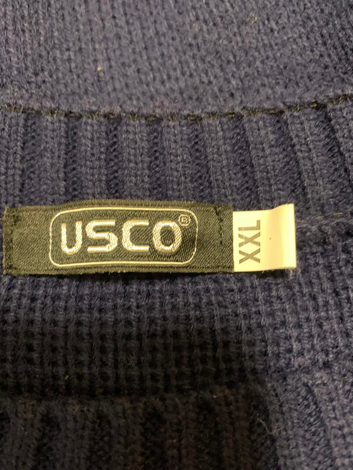 Suéter navideño azul marino USCO para hombre, talla XXL, con estampado festivo de Papá Noel