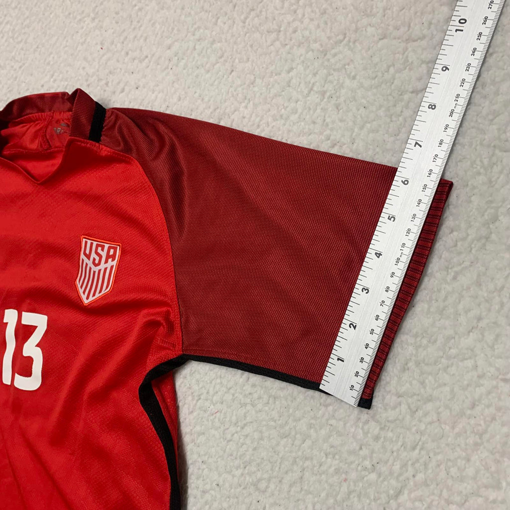 Camiseta de fútbol Nike USA para mujer, talla 26, rojo, negro, Morgan #13, tecnología Dri-FIT